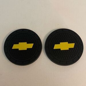 Chevrolet Car Cup Holder Coasters with Bow tie logo set of 2 NWT